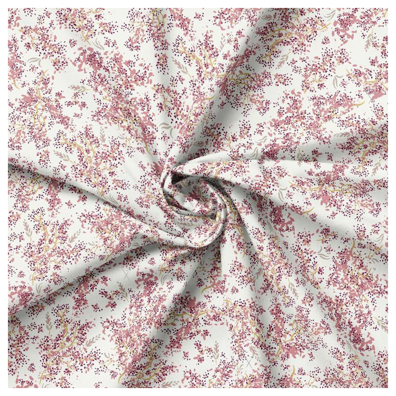 Popelina estampada SAICHU Blanco / Multicolor rosados